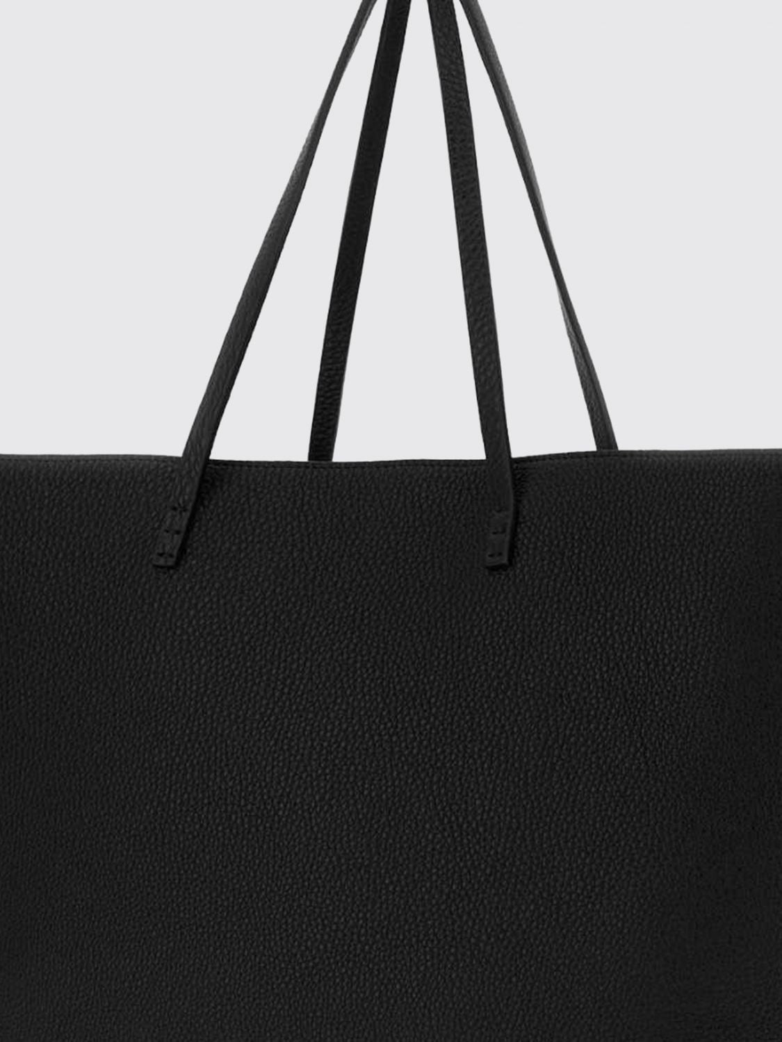 roll grained calfskin leather tote bag with pouch