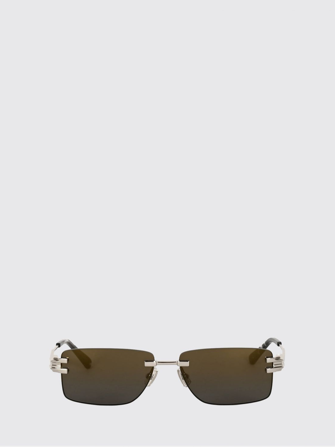 BOTTEGA VENETA OS rectangular aviator sunglasses in metal with dark lenses