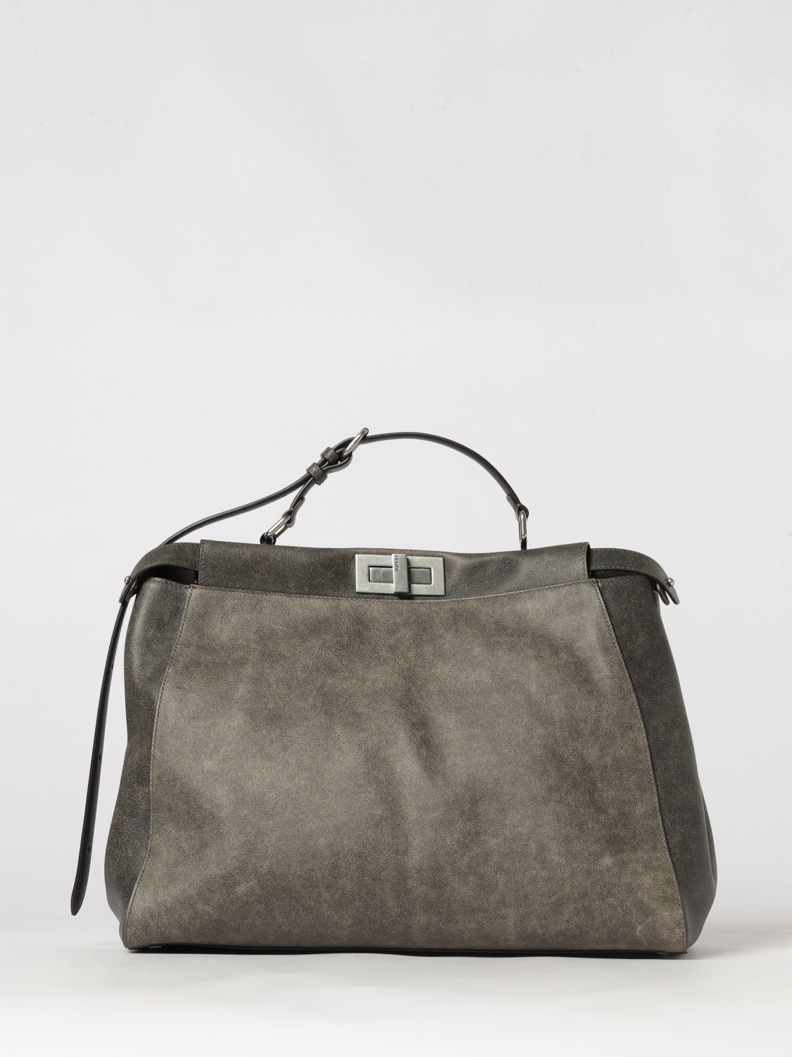 my peekaboo® calfskin leather shoulder bag with twist-lock closure