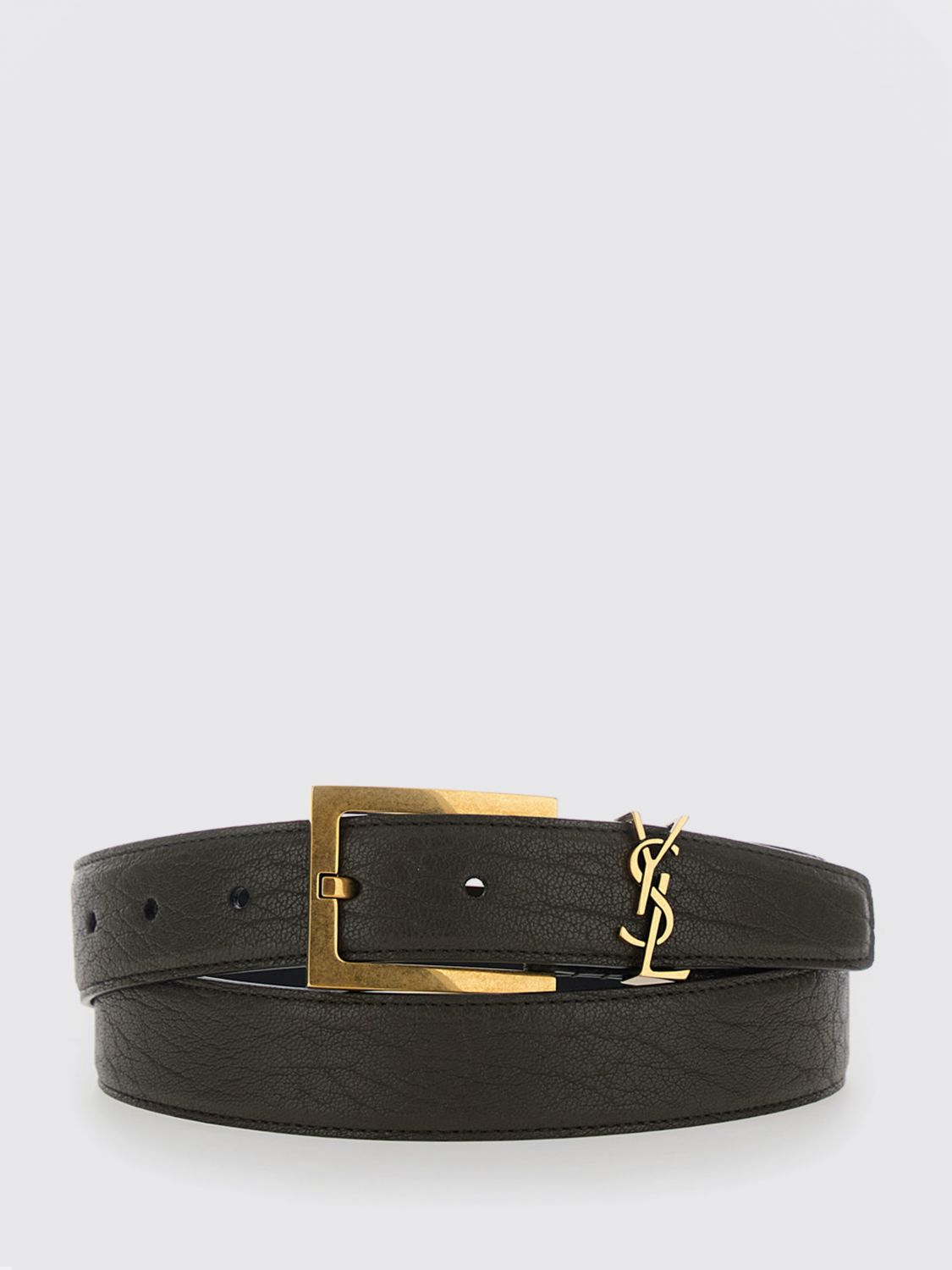 cassandre embossed leather belt with ysl monogram