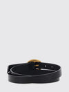 calfskin leather belt with engraved logo buckle