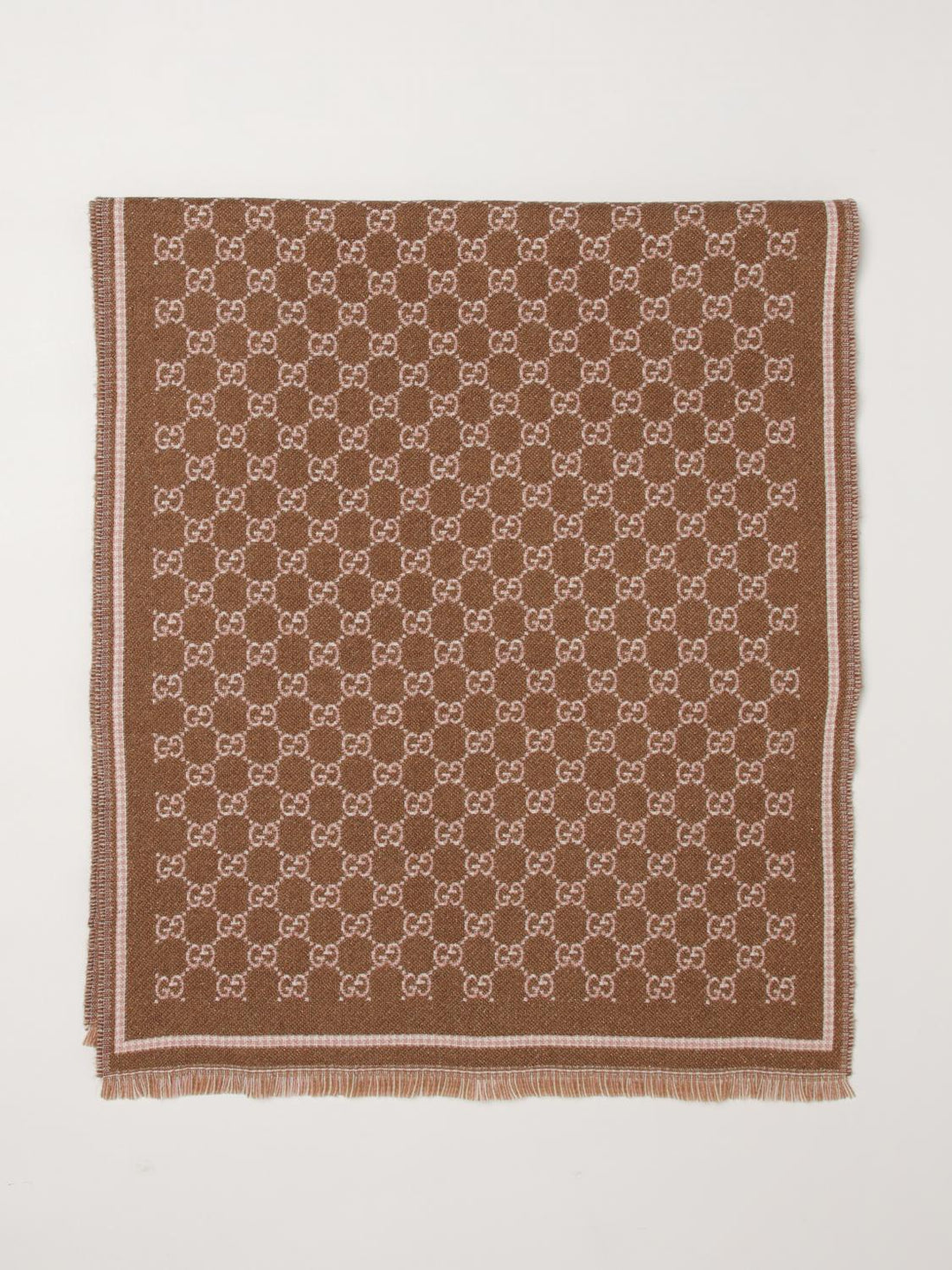GUCCI OS reversible gg jacquard wool fringed scarf