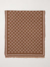 reversible gg jacquard wool fringed scarf