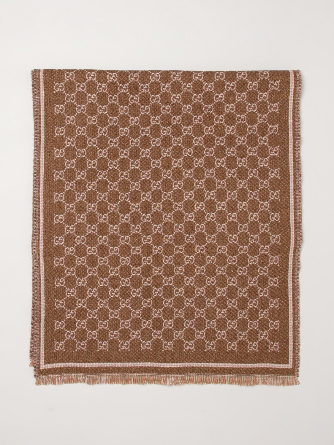 reversible gg jacquard wool fringed scarf