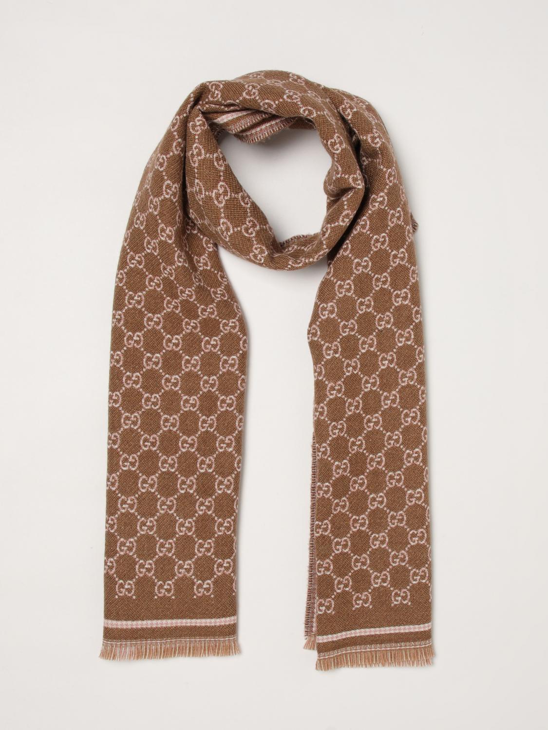 reversible gg jacquard wool fringed scarf
