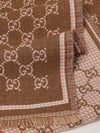 reversible gg jacquard wool fringed scarf