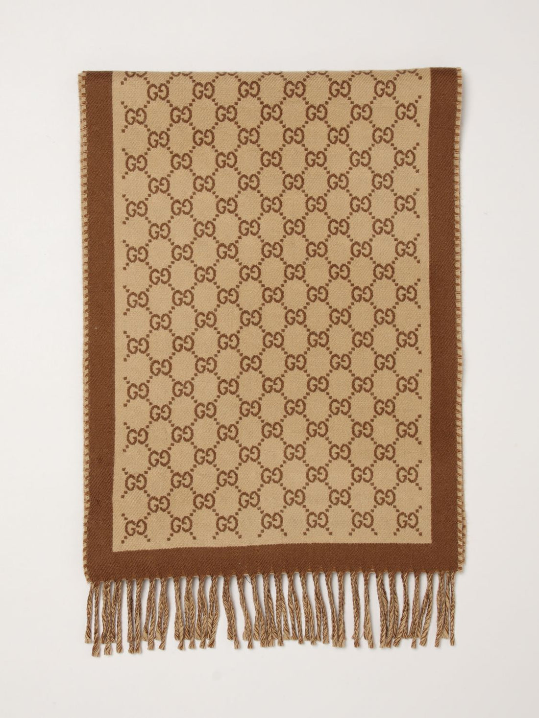 GUCCI OS gg jacquard fringed wool scarf