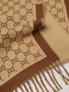 gg jacquard fringed wool scarf