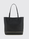rockstud grained leather tote bag with studs