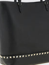 rockstud grained leather tote bag with studs