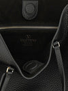 rockstud grained leather tote bag with studs