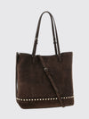 rockstud suede tote bag with studs