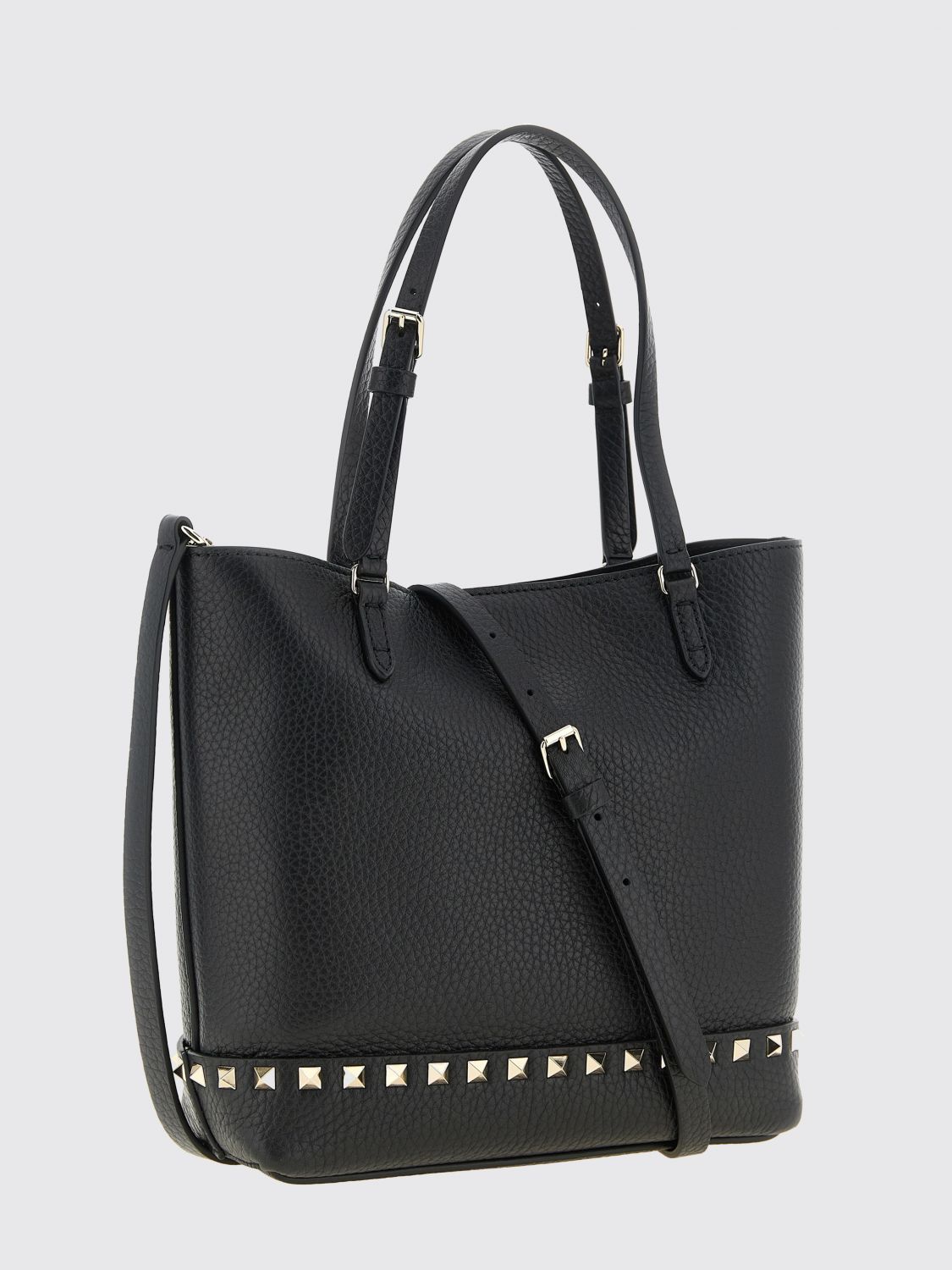 rockstud small grained calfskin leather tote bag