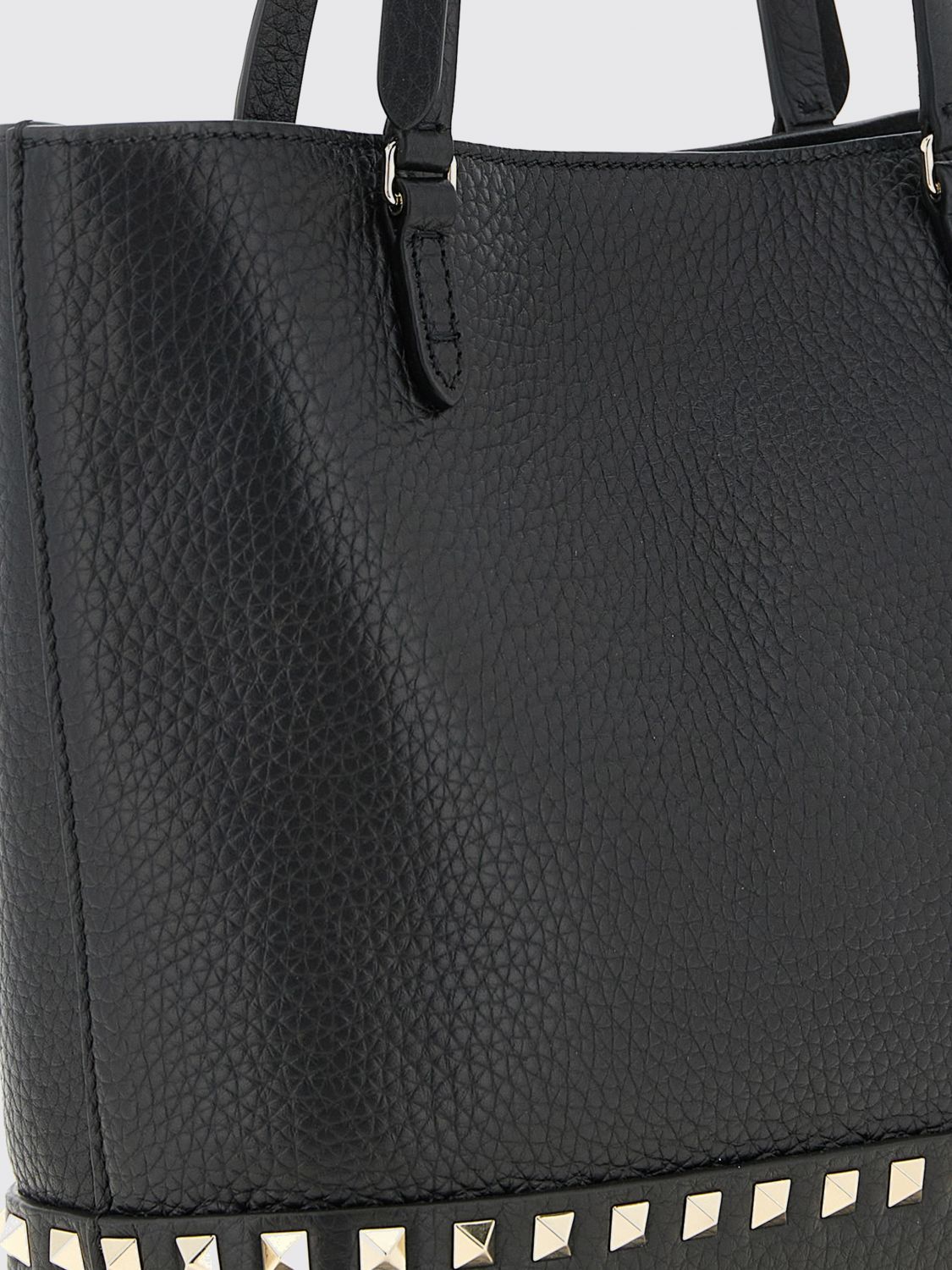 rockstud small grained calfskin leather tote bag