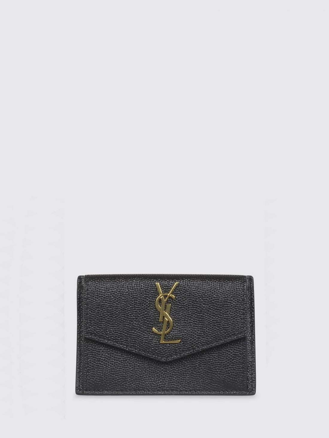 SAINT LAURENT OS uptown grain de poudre leather card holder with ysl monogram