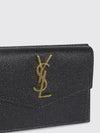uptown grain de poudre leather card holder with ysl monogram