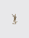 ysl monogram brooch in brushed brass with a gold-finish