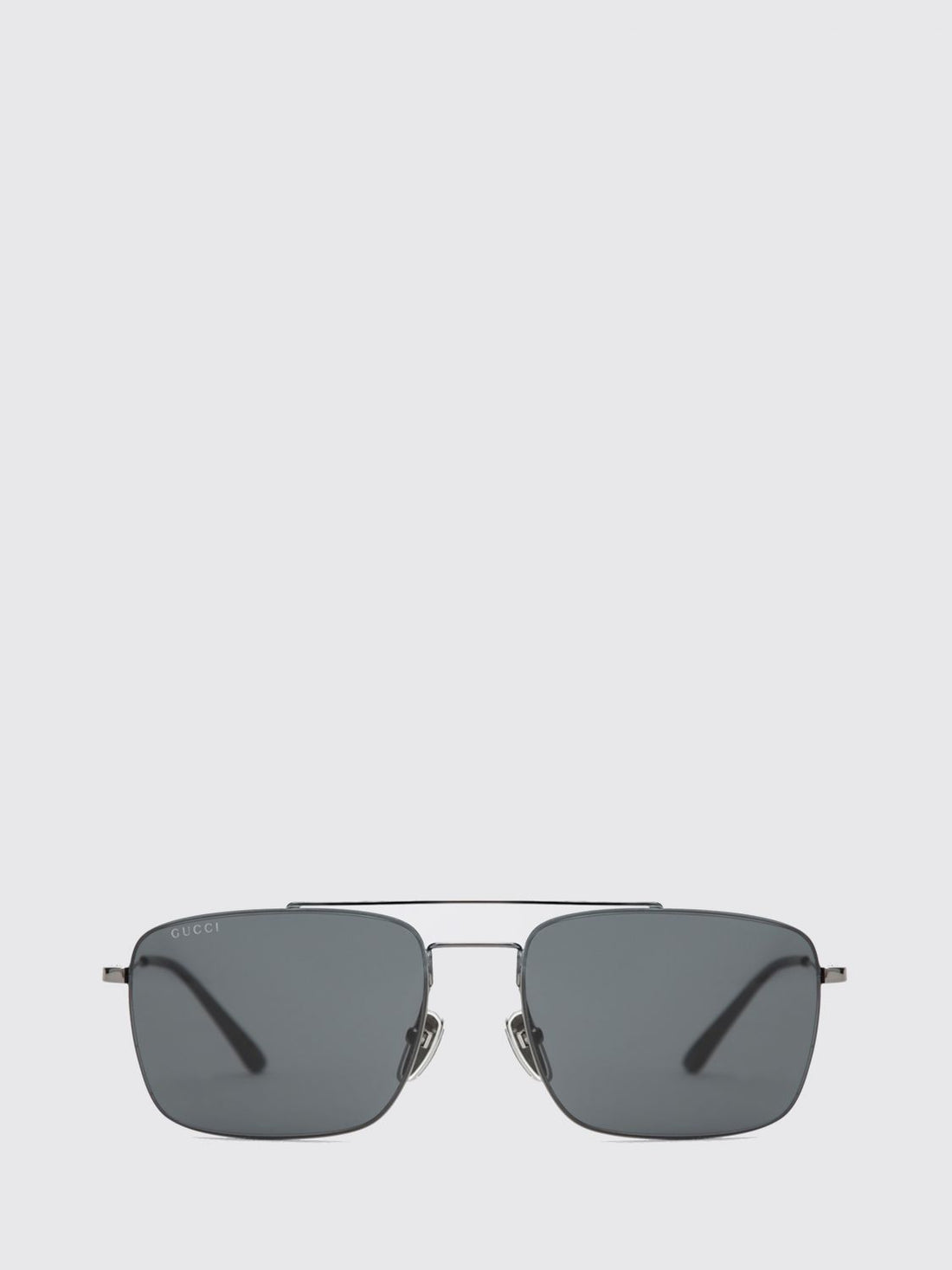 GUCCI OS rectangular aviator metal sunglasses with double bridge and gg logo