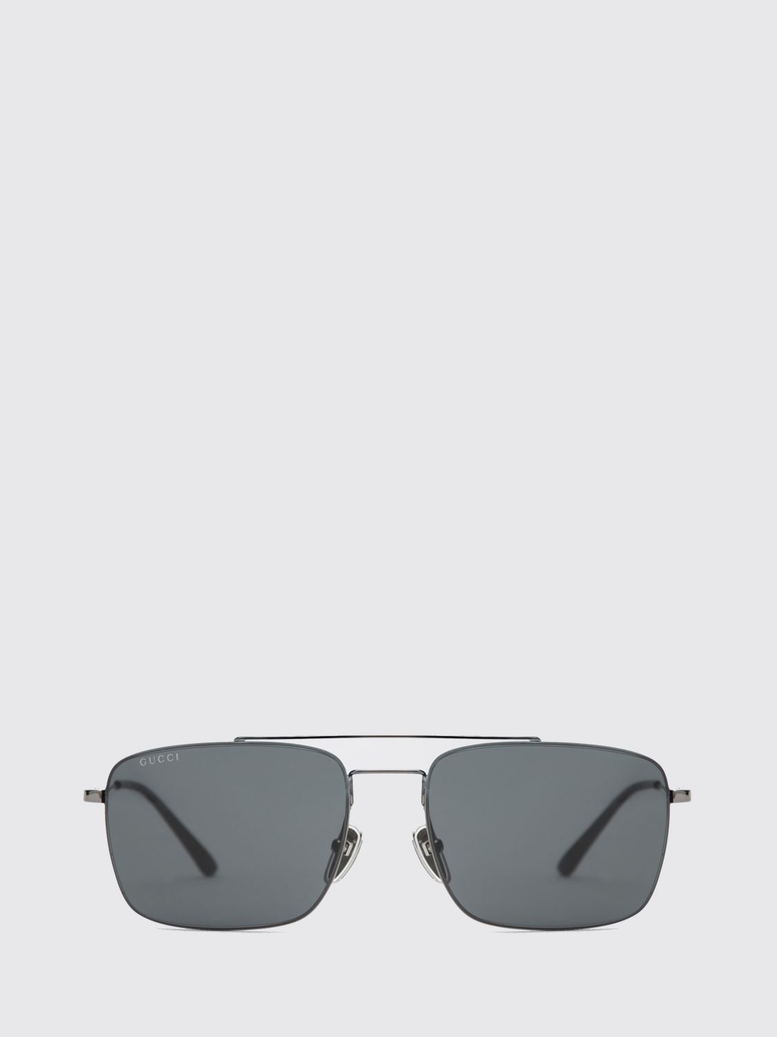 rectangular aviator metal sunglasses with double bridge and gg logo