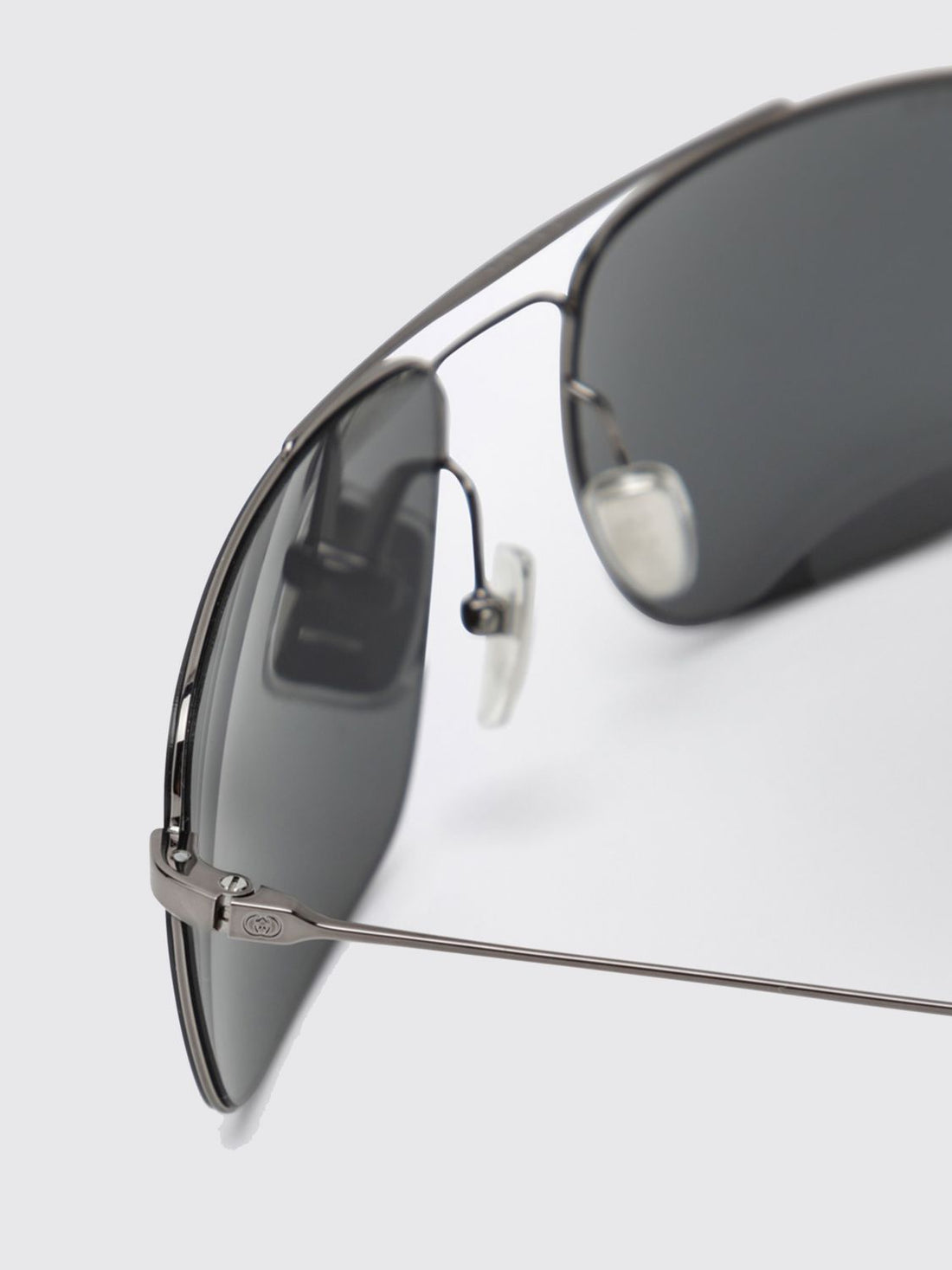 GUCCI OS rectangular aviator metal sunglasses with double bridge and gg logo