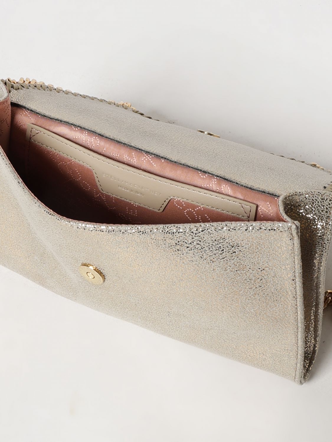 falabella mini wallet on chain bag in silver eco alter mat