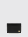 calfskin leather card holder with gold-tone ff logo