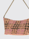 margate vintage check raffia shoulder bag with leather handle