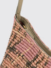 margate vintage check raffia shoulder bag with leather handle