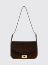 clicca medium suede calfskin shoulder bag with flap closure