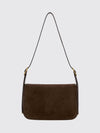 clicca medium suede calfskin shoulder bag with flap closure