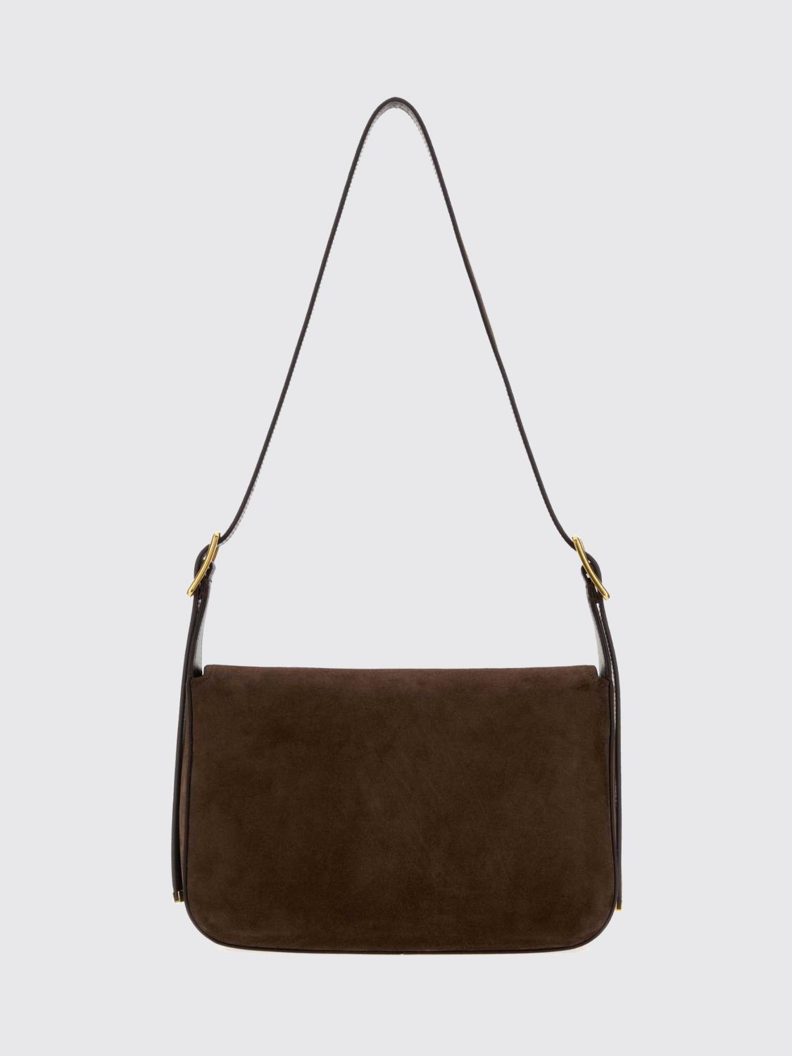 clicca medium suede calfskin shoulder bag with flap closure