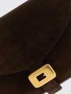 clicca medium suede calfskin shoulder bag with flap closure
