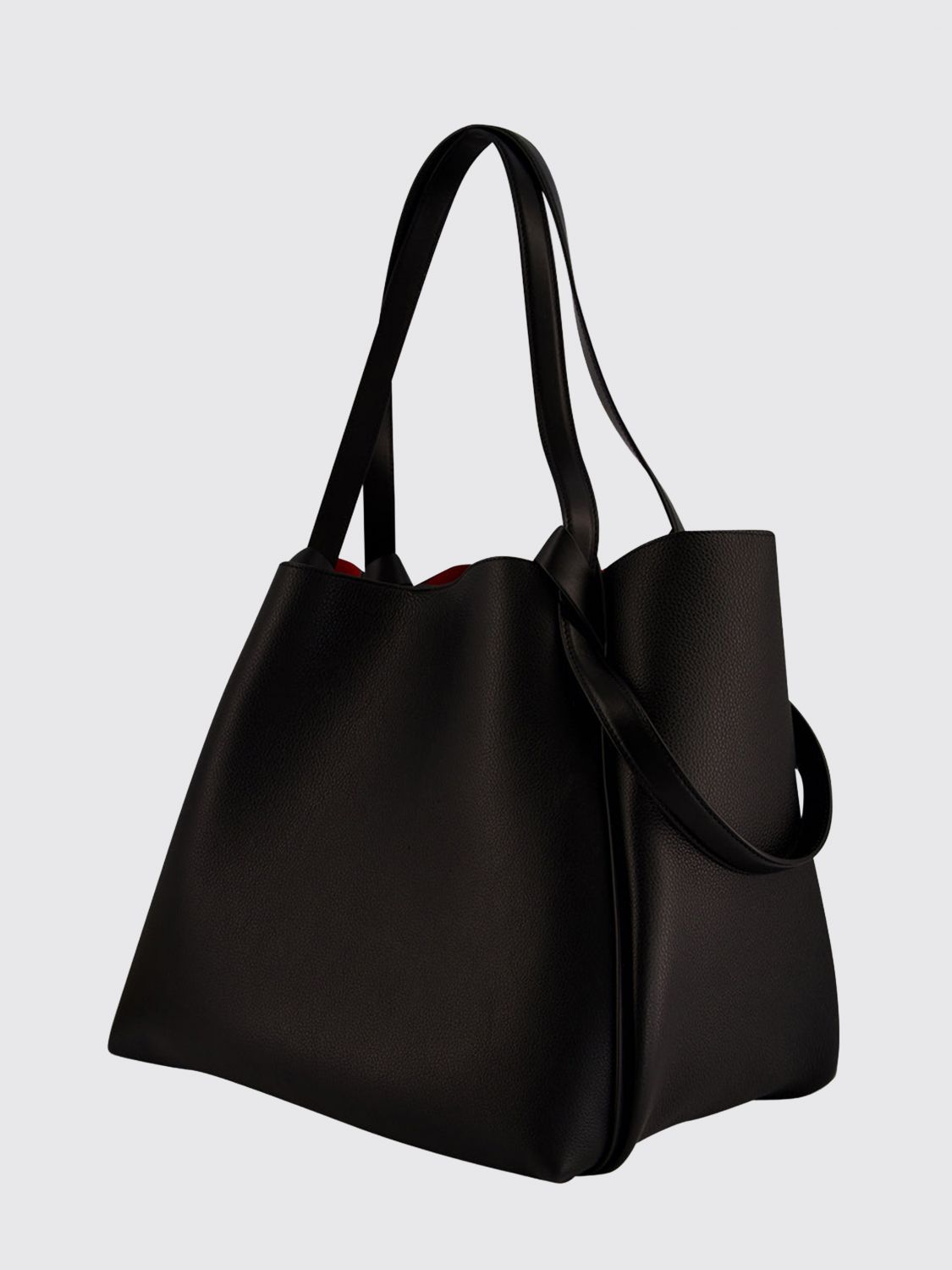 bettina grained leather tote bag with double handle