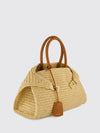 hug raffia and calfskin leather handbag with gancini clasp