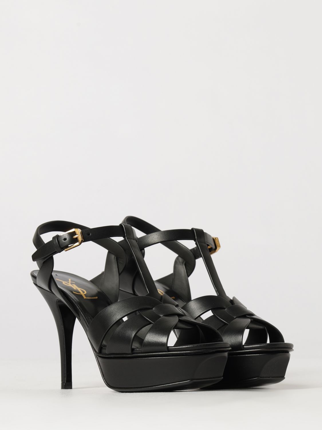 calfskin leather platform sandals with high stiletto heel