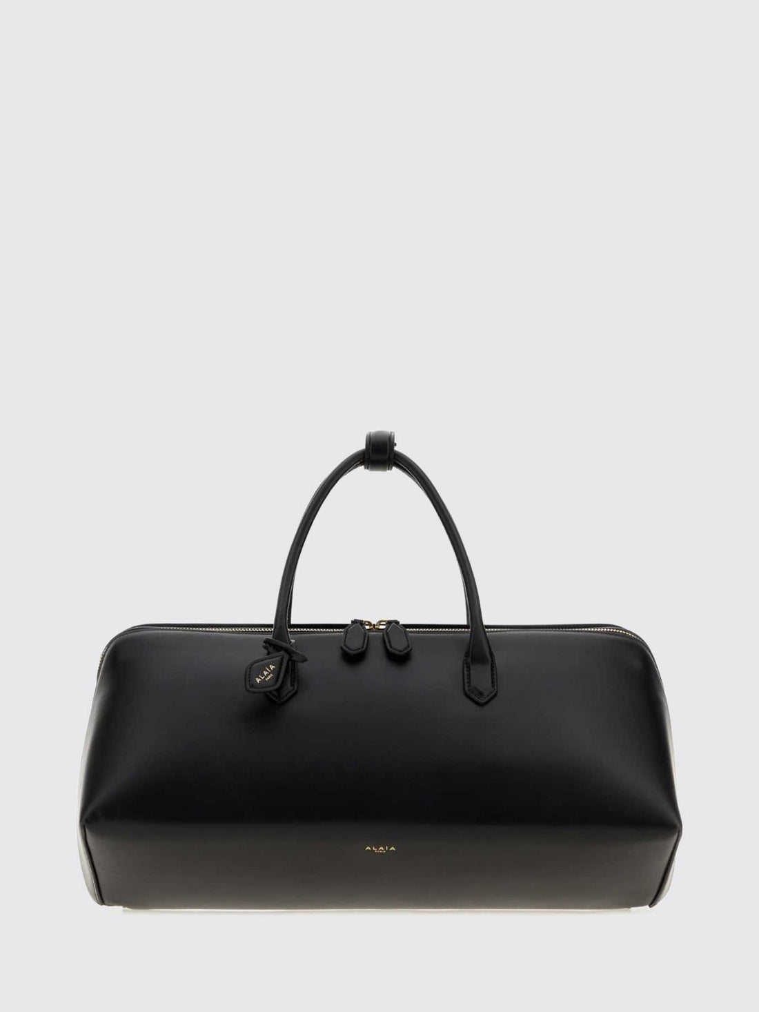 ALAÏA OS delta medium calfskin leather handbag with logo charm