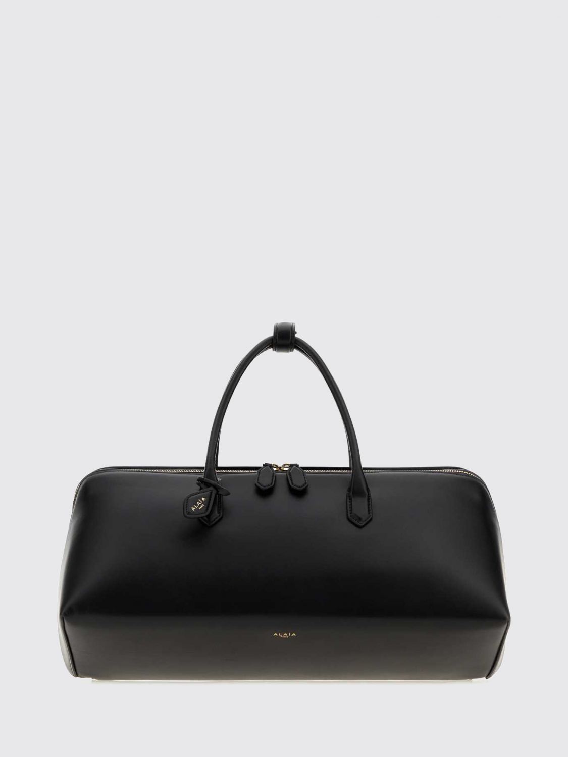 delta medium calfskin leather handbag with logo charm