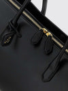 delta medium calfskin leather handbag with logo charm