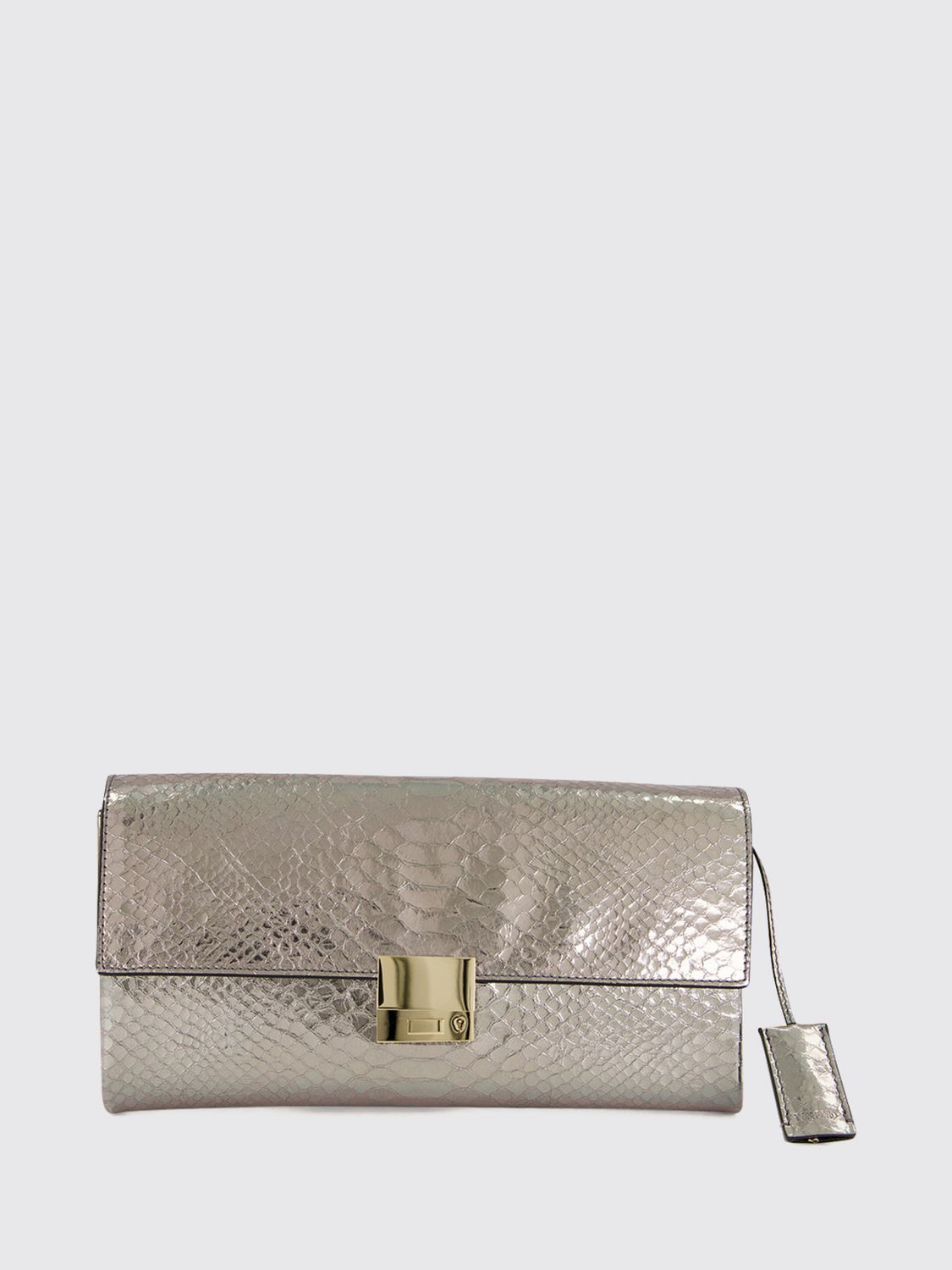 laminated leather python-print ceremony clutch