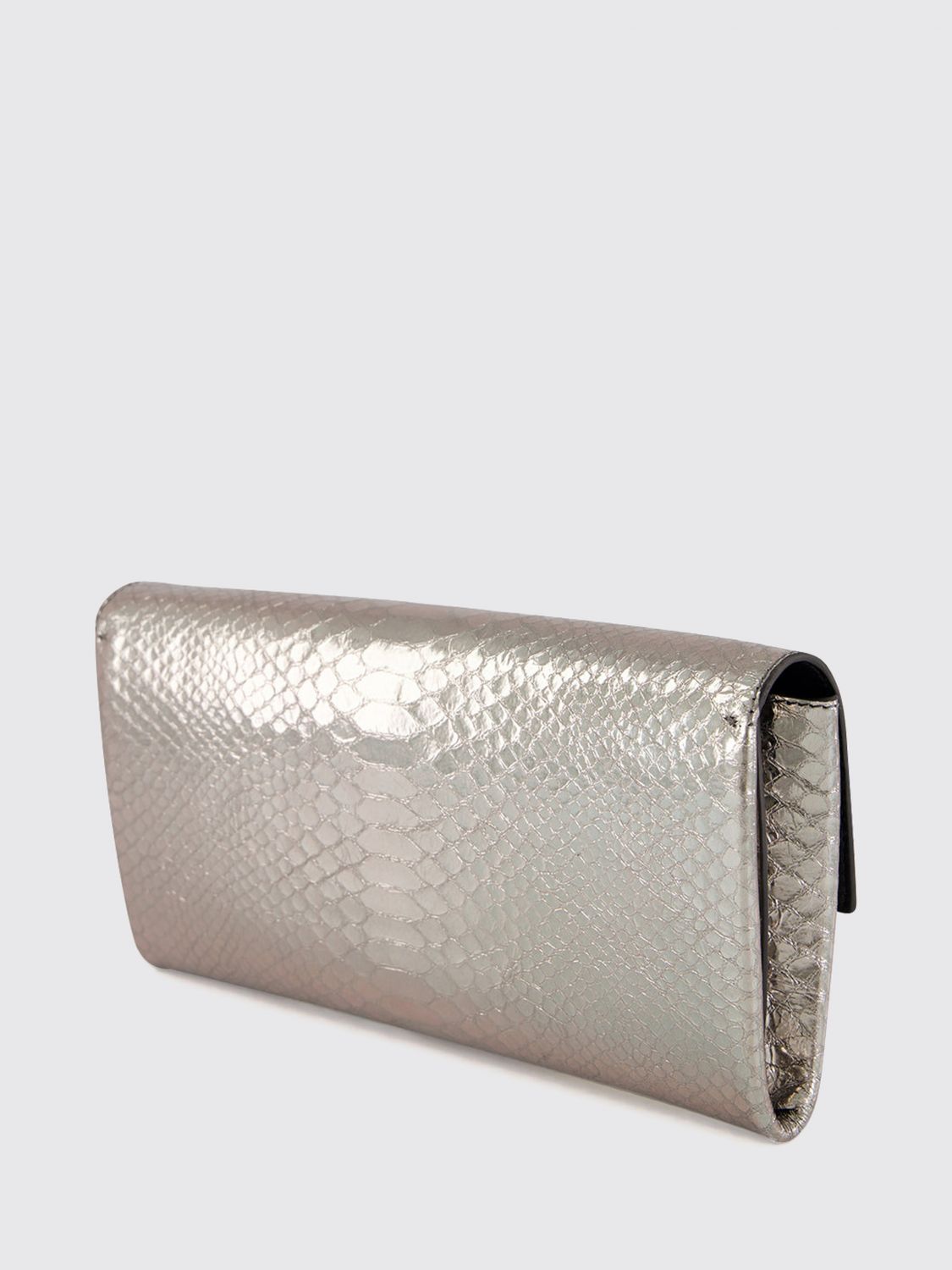 laminated leather python-print ceremony clutch