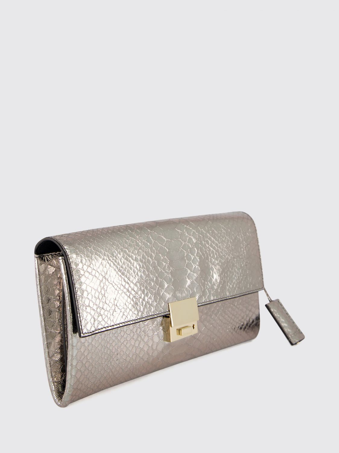 laminated leather python-print ceremony clutch