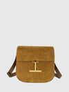 tara suede mini crossbody bag with logo