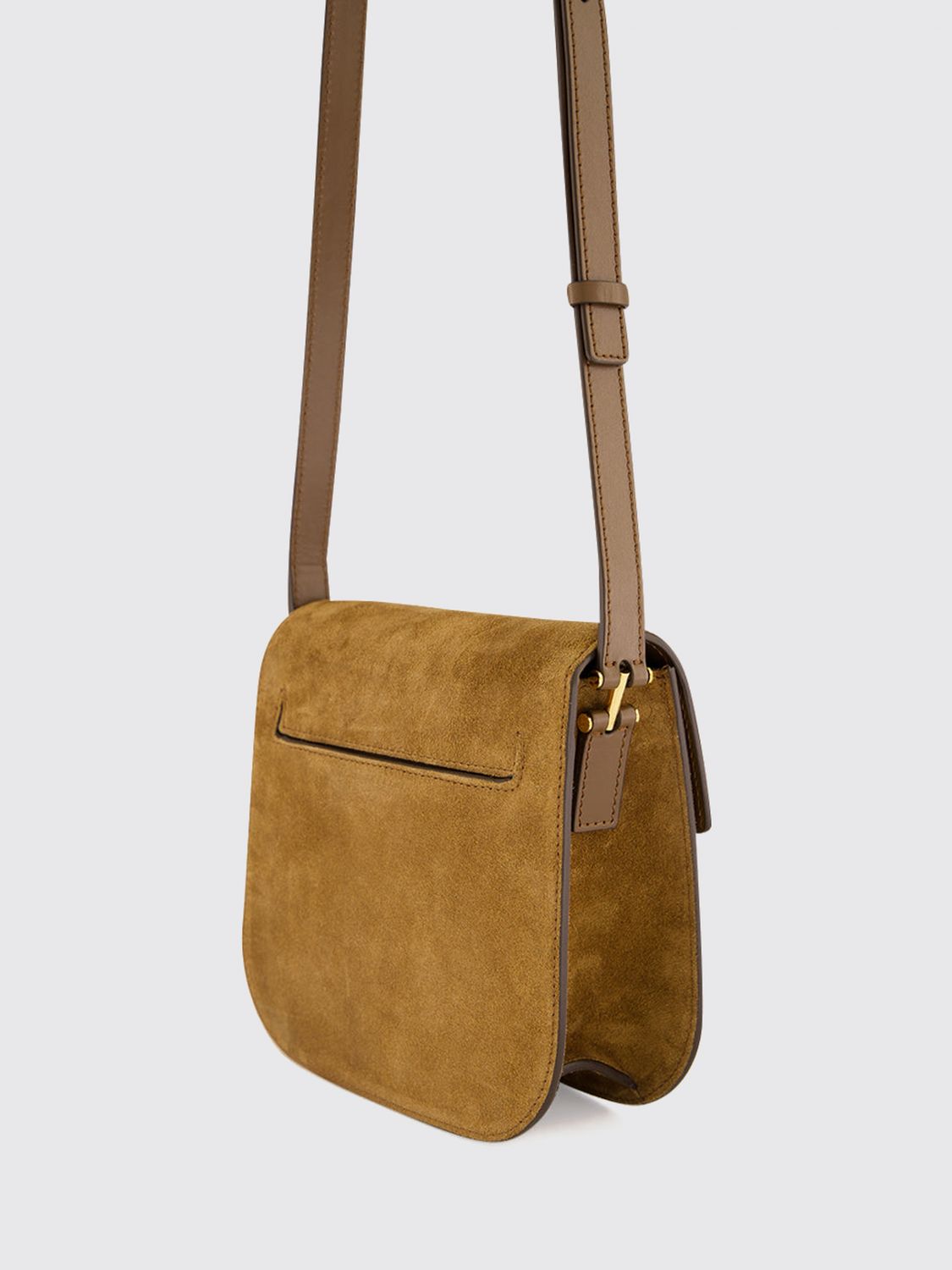 tara suede mini crossbody bag with logo