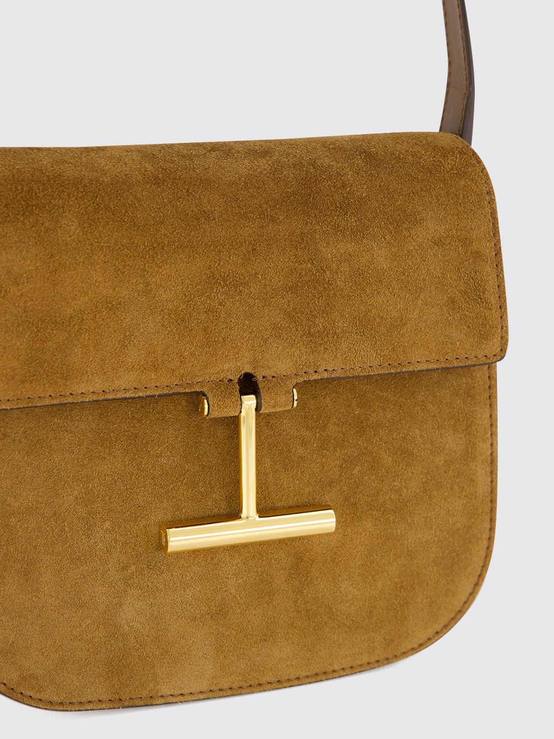 tara suede mini crossbody bag with logo