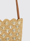 1969 raffia and steel shoulder bag with leather handle