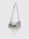 1969 nano metallic mesh mini bag with jewel fringes