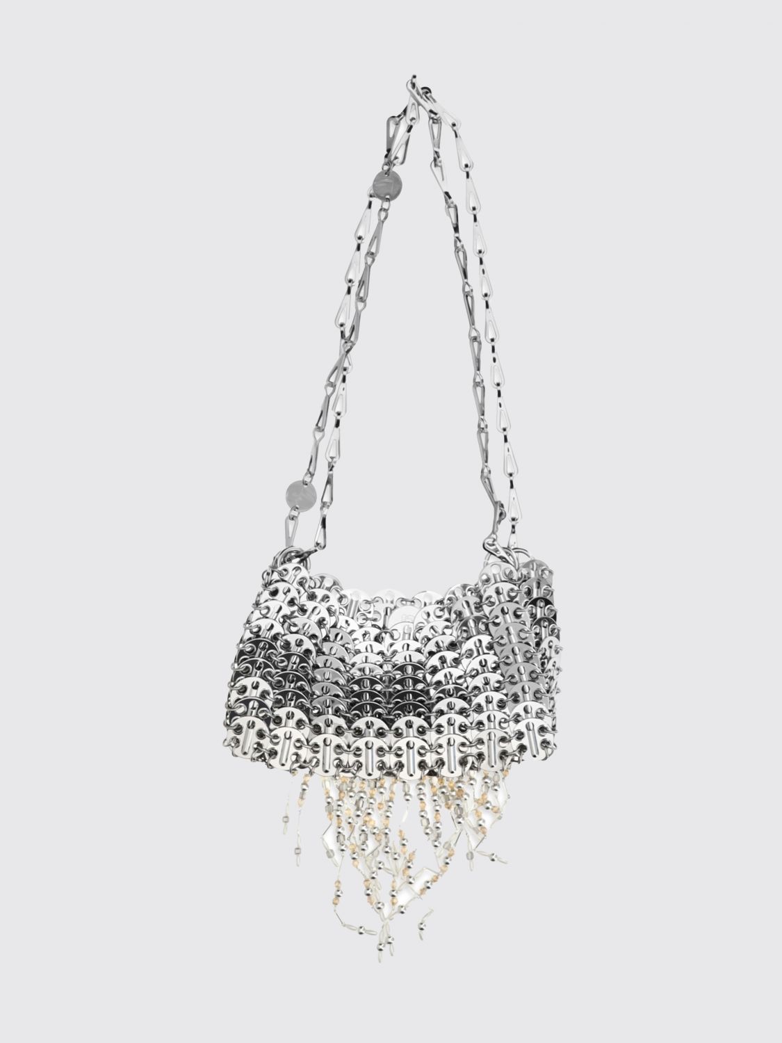 1969 nano metallic mesh mini bag with jewel fringes