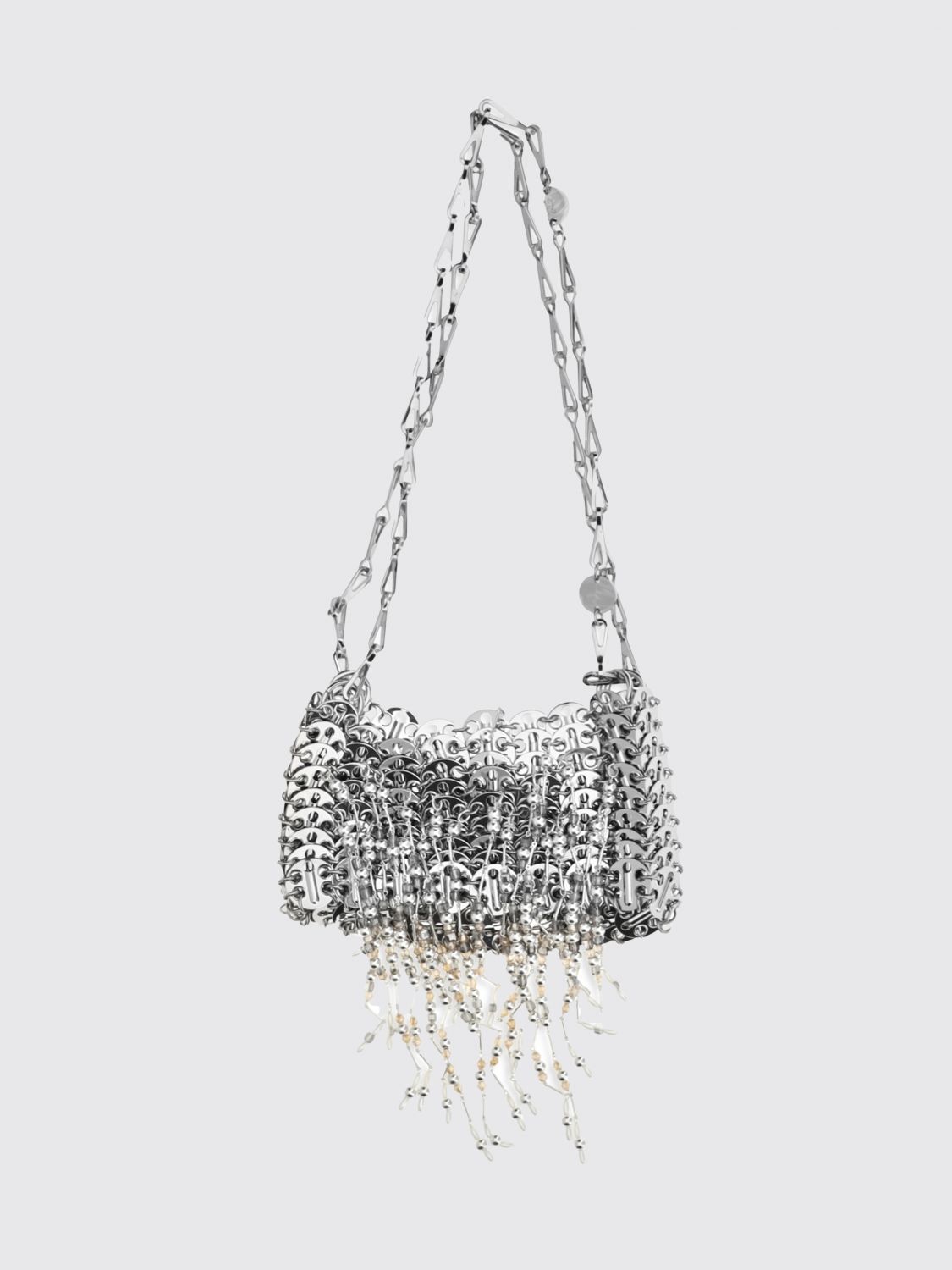 1969 nano metallic mesh mini bag with jewel fringes