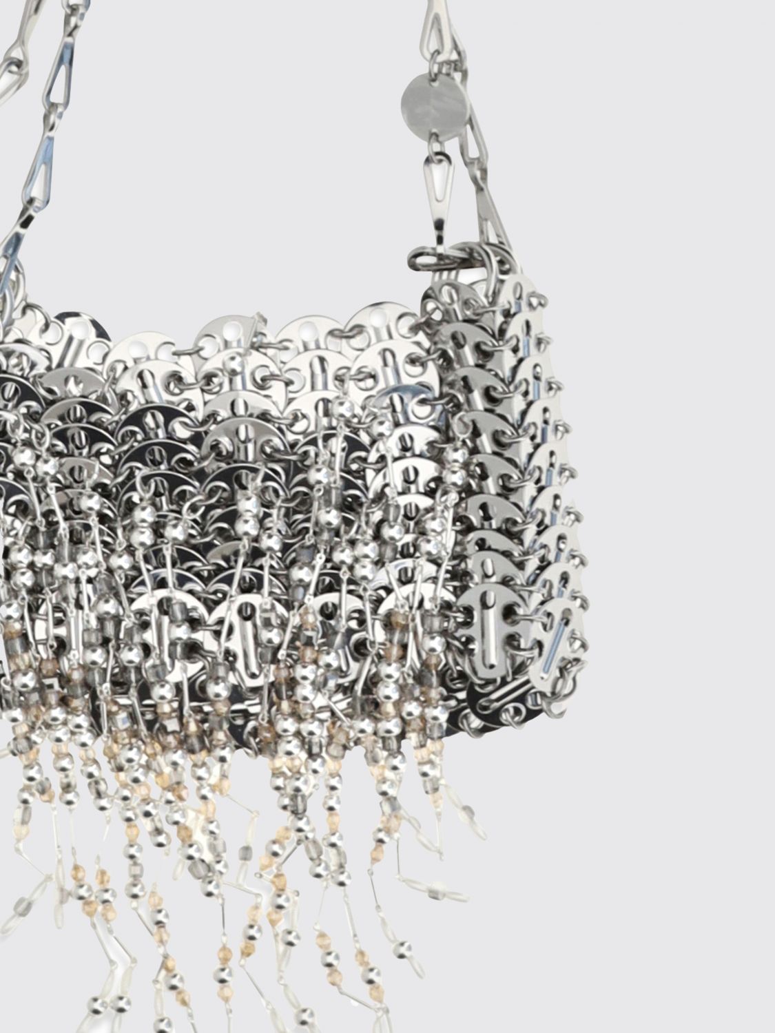 1969 nano metallic mesh mini bag with jewel fringes
