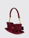 anthem ruched suede shoulder bag with chain handle
